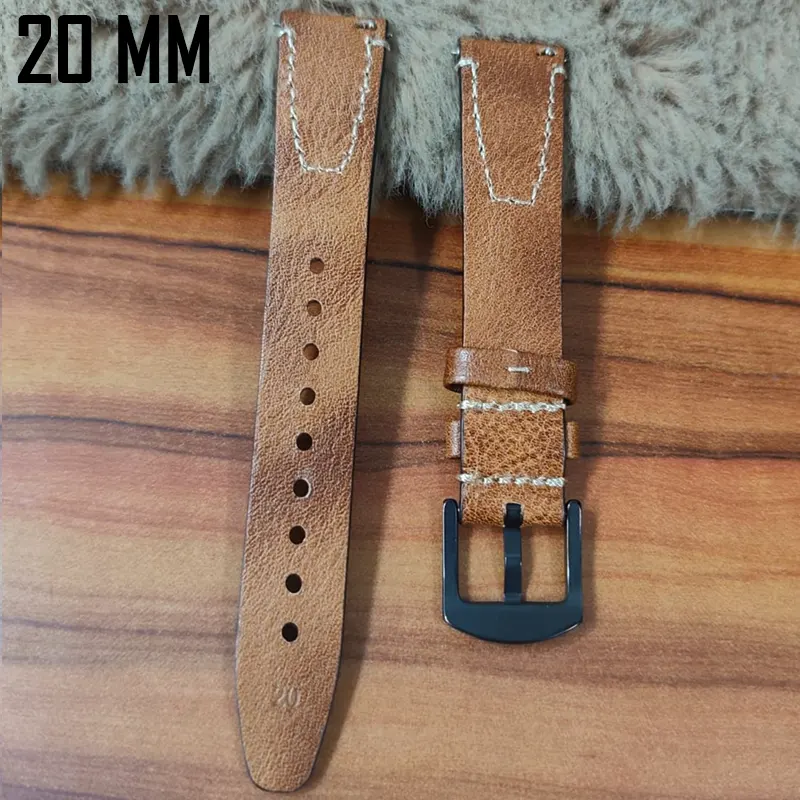 20mm Brown Watch Strap Genuen Leather Premium Quality